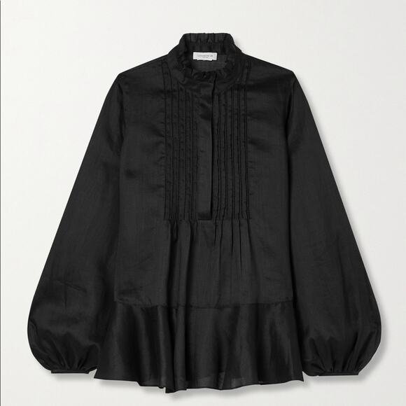 LAFAYETTE 148 Raines Ruffled Black Blouse NWOT Size Small - Picture 4 of 11